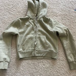 Brandy Melville Mint Green Cropped Zip Up Hoodie